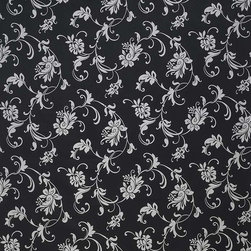 Elegance (liquorice) Black and Grey Floral Curtain Fabric - Curtain Fabric