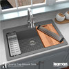 Karran Top Mount 33" Single Bowl Quartz Workstation Kitchen Sink, Grey