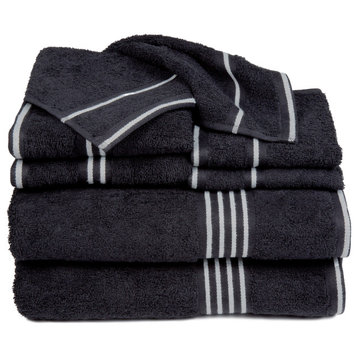 Lavish Home Rio 8-Piece Cotton Towel Set, Black