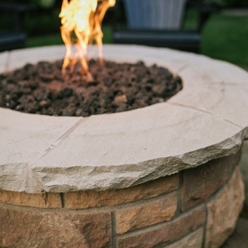Natural Stone Patio with Fireplace