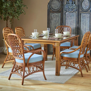 South Sea Rattan Antigua Rectanglar Dining Table (Glass Included)