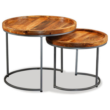 Vidaxl Side Table Set 2 Pieces Solid Mango Wood, 244585