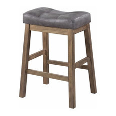 Benzara, Woodland Imprts, The Urban Port - Counter Height Stools, Gray and Brown, Set of 2 - Bar Stools and Counter Stools