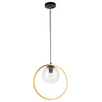 Artcraft Lighting - Lugano 1 Light Cord Pendant, Vintage Brass/Black - From the Lighting Pulse design firm, this Lugano collection single pendant features clear round glassware which is complimented by a vintage brass encasing on a black frame.