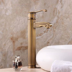 Antique Brass Finish Single Handle Centerset Wood-like Bathroom Sink Faucet Tall - Bathroom Sink Faucets