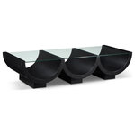 Meridian Furniture - Beverwil Coffee Table, Black - Channel the glamour of the Art Deco era with the Beverwil Coffee Table, a captivating centerpiece that exudes timeless sophistication. This stunning table features a rich black finish that highlights the natural beauty of the oak veneer, creating a striking visual contrast. The tempered glass top adds an air of elegance and provides a clear surface for displaying your favorite decor items. The unique geometric design, reminiscent of the Art Deco period, infuses your space with a touch of vintage charm.