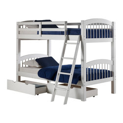 Bolton Furniture - Spindle Twin Wood Over Twin Wood Bunk Bed With Storage Drawers - Bunk Beds