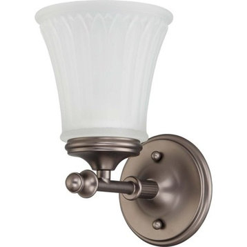 Nuvo Teller 1-Light Aged Pewter Wall Sconce With Frosted Etched Glass
