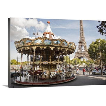 "Eiffel Tower Carousel" Wrapped Canvas Art Print, 18"x12"x1.5"