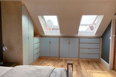 Modern wardrobe in Other with flat-panel cabinets and blue cabinets.