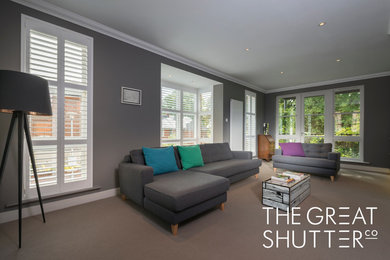 The Chimney House - Contemporary Home - Grey Lounge with Shutters