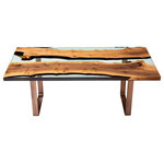 Naturalist - Primitive 200 Epoxy Resin Dining Table - The Primitive integrates the finest wood from responsibly managed forests in Turkey with Naturalist's perfected resin-pouring technique. This fusion of natural elements with modern materials is at the heart of Naturalist's work, and the Primitive flawlessly embodies this concept. Its edges are straight cut to show the depth of the wood and its intricate detailing, resulting in a modern feel that seamlessly melds high design with a timeless elegance. The Primitive illuminates the harmony between the walnut wood and epoxy resin and is hand-finished by one of our skilled makers to ensure each piece is perfectly smooth. We offer a variety of bases, resin-to-wood ratios, and dimensions to ensure a perfect fit into any space. Both classic and chic, the Primitive is a testament to the power of artisanal design and the value of bringing natural elements into your home.      -----------------       There are hundreds of wood species, each with distinct characteristics. At Naturalist we work with solid black walnut wood. Natural hardwood products are never as uniform as manufactured materials, for example but that's the source of their charm. Heartwood, the oldest, densest, innermost section of the log, is often darker and richer in color than sapwood, which lies closest to the bark. Within every tree is an individual, just like you and I. No two logs carry the same signature knots, burls, or mineral streaks. In our made-to-order tables (or renditions) the lumbers harmonize, but they vary in color, grain, and an unlimited range or natural details called character marks. The features within any single log are unpredictable. No two slabs, even if from the same log, are identical.