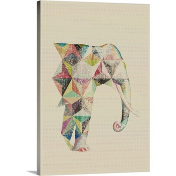 Geometric Shape Animals - Elephant Wrapped Canvas Art Print, 16"x24"x1.5"
