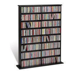Prepac Double Width CD DVD Wall Media Storage Rack in Black - Media Racks And Towers