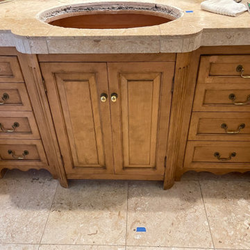 Refinished Bathroom Cabinets with Custom Faux Finish
