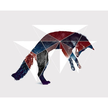 "Fox Double Exposure Wildlife Art I" Sherpa Blanket 80"x60"