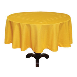 Xia Home Fashions - Double Hemstitch Easy Care Tablecloth, 70" Round, Gold - Tablecloths