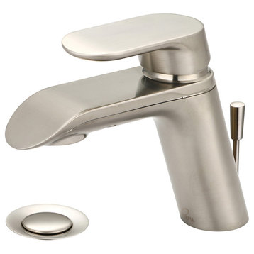 i1 Single Handle Bathroom Faucet with Brass Pop Up Drain, Brushed Nickel