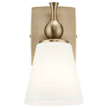 Cosabella 6" 1 Light Wall Sconce, Satin Etched Opal Shade, Champagne Bronze