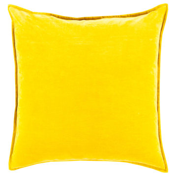 Cotton Velvet 22" x 22" Pillow Cover, Mustard, 22"x22"