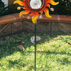 Solar Powered Metal Copper Sunray Garden Stake with Glass Crackle Ball LED Light, Multi-Color