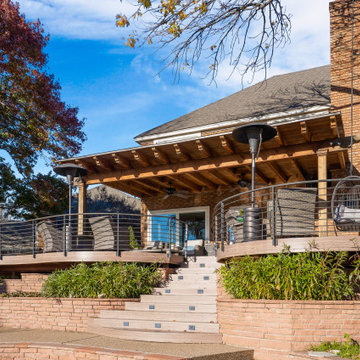 Elevated Curved Deck with Roof Extension Arbor