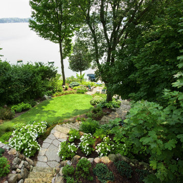 Contemporary Lake Home Back Landscape - West Bend, WI