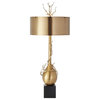 Modern Twig Branch Sculpture Table Lamp | Tall Brass Gold Organic Shape White