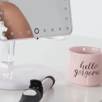 Touch Pro Makeup Mirror with LED Light and Bluetooth Speaker, White