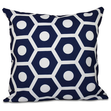 Geometric Decorative Pillow, Spring Navy, 20"x20"