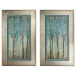 Uttermost - Uttermost 41410 Whispering Wind - 34.625" Modern Art (Set of 2) - These Modern, Oil Reproduction Landscapes Feature A Hand Applied, Dabbed Finish. Muted Shades Of Blue, Green, And Beige Create Abstract Detailing. Large, Silver Leaf Frames With A Heavy Champagne Wash Have Slightly Distressed Edges That Are Accented In AWhispering Wind 34.625" Modern Art (Set of 2) Silver Leaf/Champagne/Aqua Blue/Charcoal Glaze *UL Approved: YES *Energy Star Qualified: n/a  *ADA Certified: n/a  *Number of Lights:   *Bulb Included:No *Bulb Type:No *Finish Type:Silver Leaf/Champagne/Aqua Blue/Charcoal Glaze