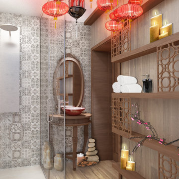 Asian Boudoir - renovation of a small bathroom