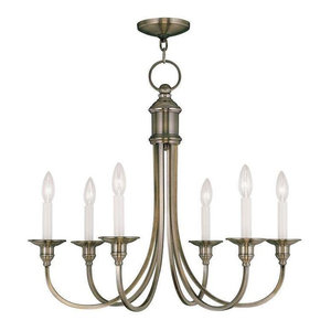 Livex Lighting 4255-01 North Port 5 Light Antique Brass Chandelier with White Alabaster Glass