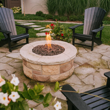 Natural Stone Patio with Fireplace