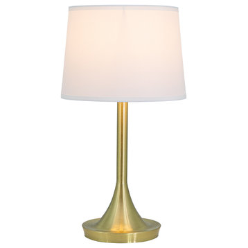 Bryce 1-Light Table Lamp, Brushed Gold With White Fabric Shade