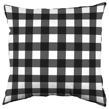Buffalo Plaid Double Sided Pillow, Black, 16"x16"