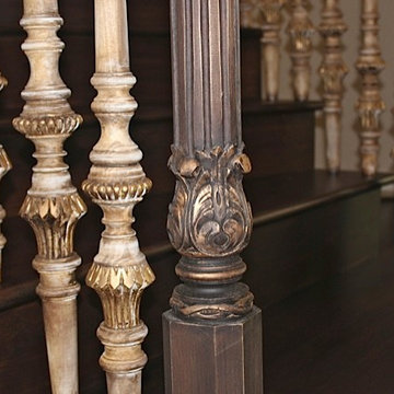 Grand hand-carved wooden staircase