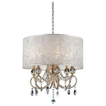 Furniture of America Janelle Glam Metal and Crystal Ceiling Lamp in Gold