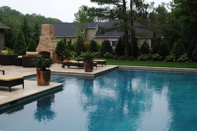 Patio and Pool design with travertine