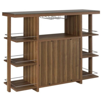 Stonecroft Furniture Modern Home Bar with Wine Storage in Walnut