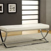 Coaster Contemporary Faux Leather Tufted Accent Bench in White
