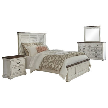 Coaster 4-Piece Farmhouse Wood Queen Panel Bedroom Set in White
