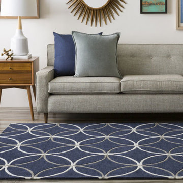 Area Rug, Lamps, Mirror, Artwork & Pillows