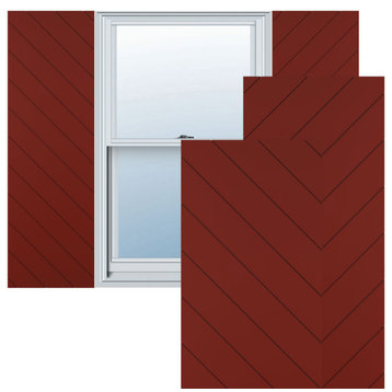 True Fit Diagonal Slat Modern Style Fixed Mount Shutters, 12"Wx25"H, Pepper Red