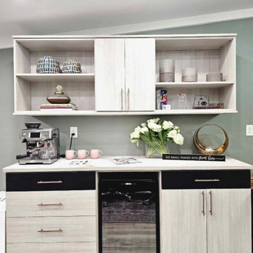 Designer Coffee Bar + Display Shelves