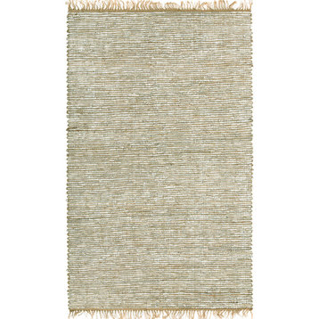 White Matador Leather and Hemp Rug, 4'x6'