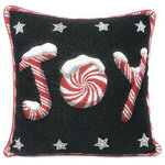 DaDa Bedding Collection - Peppermint Joy Stars Black Red White Tapestry Throw Pillow Cover 16 x 16, 2 Pcs - We hope you have a Christmas filled with Joy and Love this season with our one of a kind DaDa Bedding throw pillow cover.
