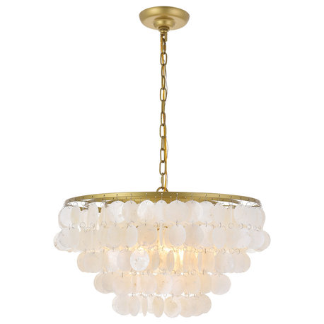 Selene 4-Light Pendant, Brass And White