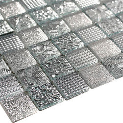 Glossy Shiny Silver Raindrop Modern Square Glass Mosaic Tiles - Home Accessories & Decor