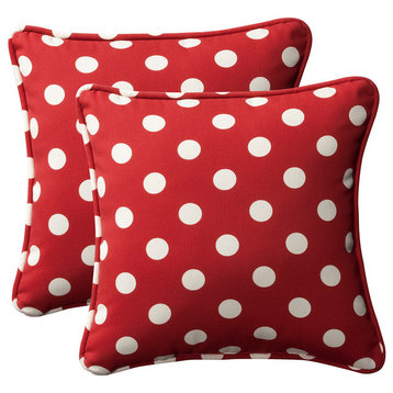 Polka Dot 18.5" Throw Pillow, Set of 2, Red